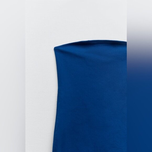 NWT ZARA Blue Bandeau Denim Strapless SEXY Stretch Mini Dress 6929/204 Size XS - Picture 13 of 16